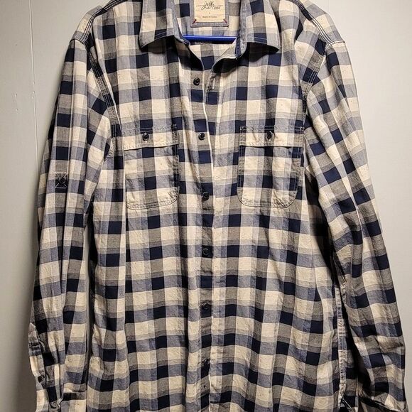 Men's Johnston And Murphy Blue and White Checkered Button Down - Picture 1 of 8